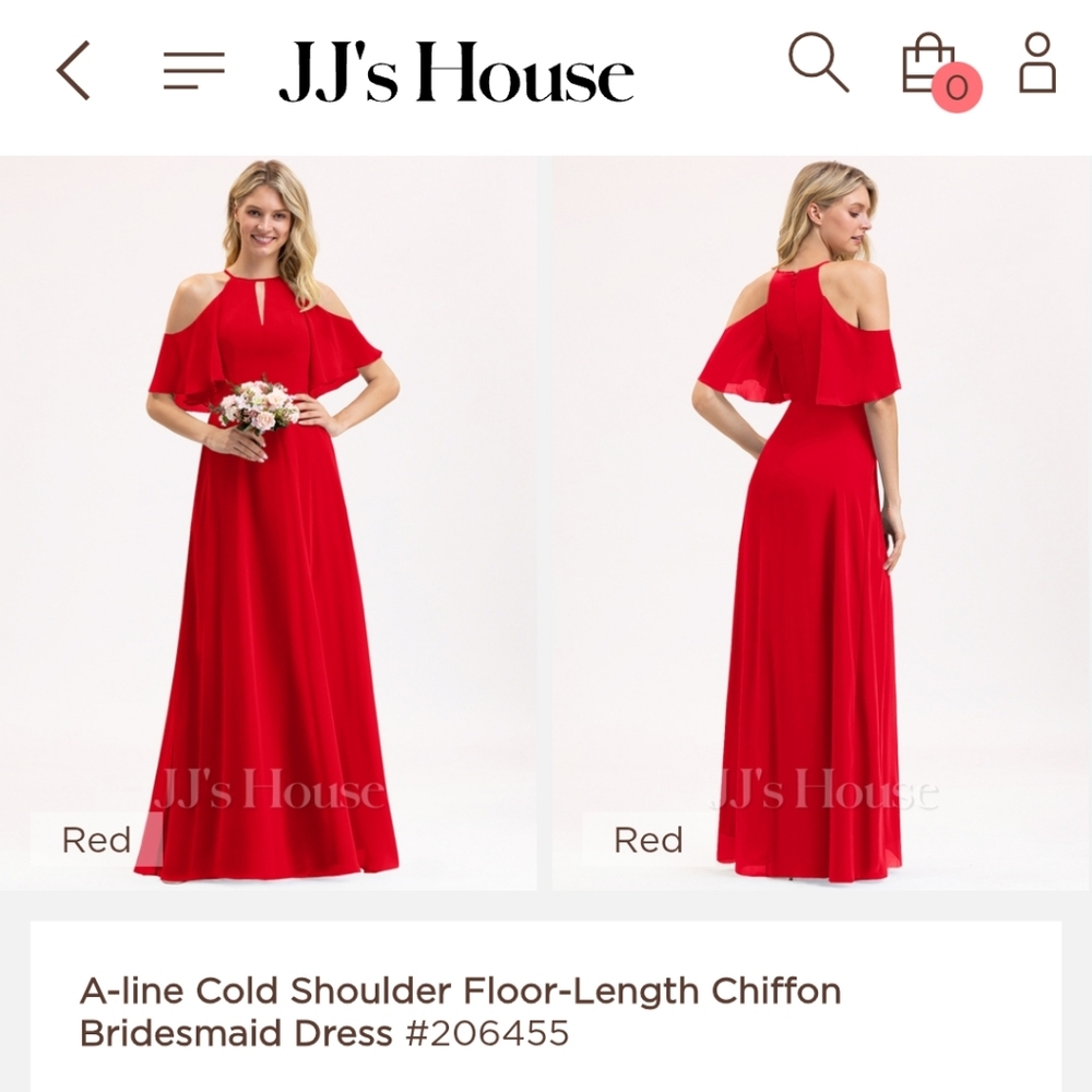 JJs House A-line Cold Shoulder Floor-Length Chiffon Bridesmaid Dress #206455